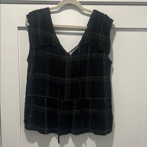 LOFT Black Checkered Sleeveless Blouse